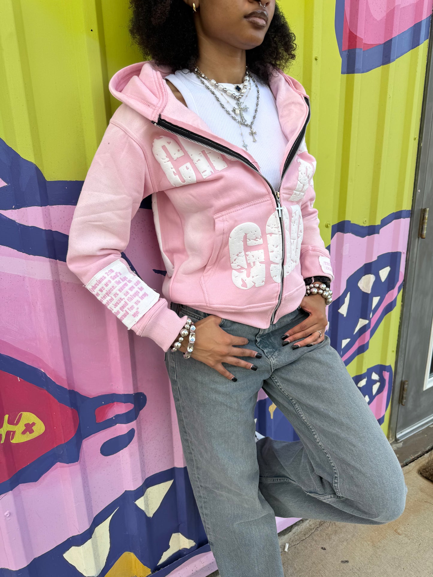 PINK CHOSEN BY GOD ZIP UP