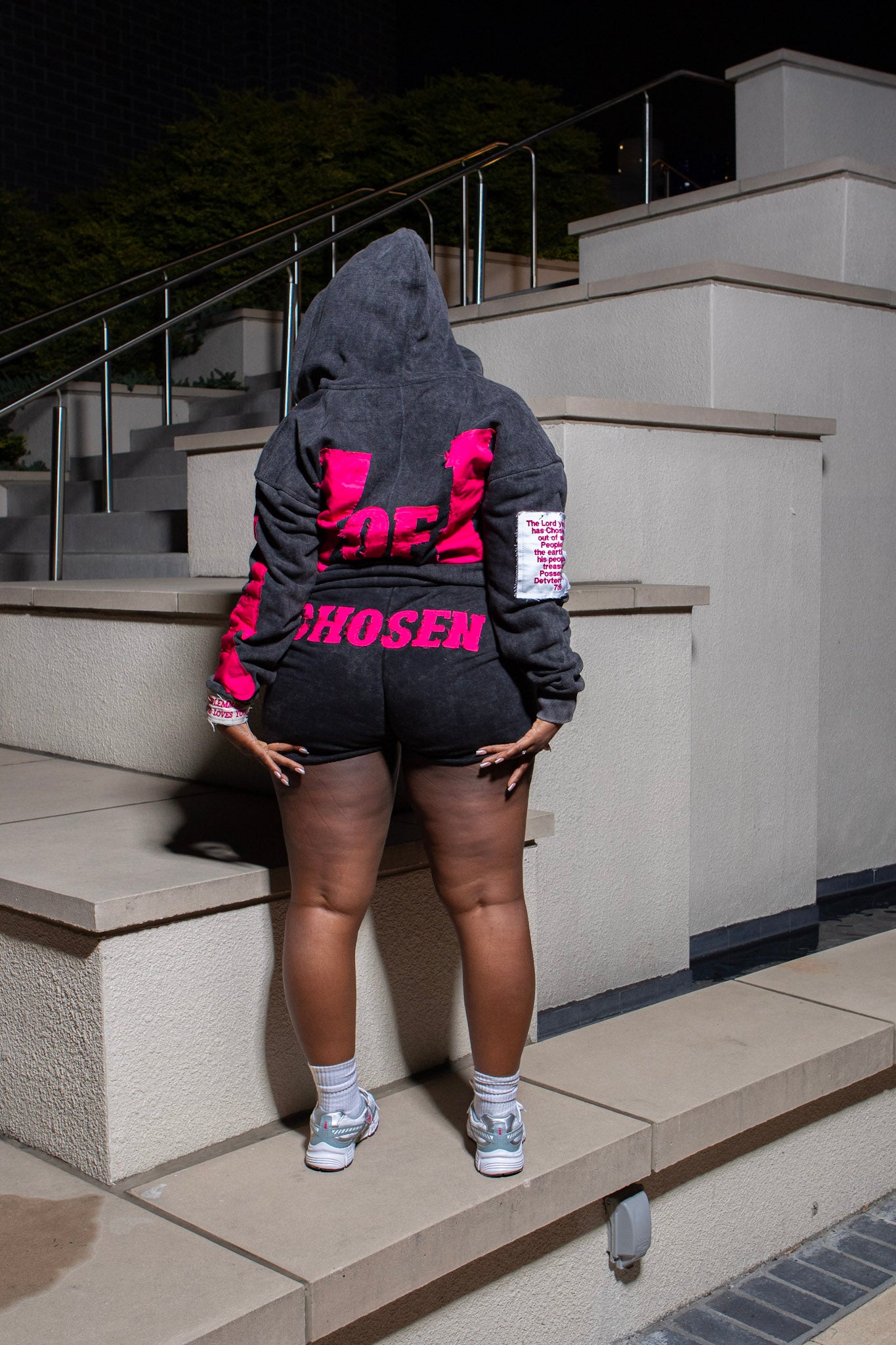 CHOSEN BY GOD DARK GREY PINK SET